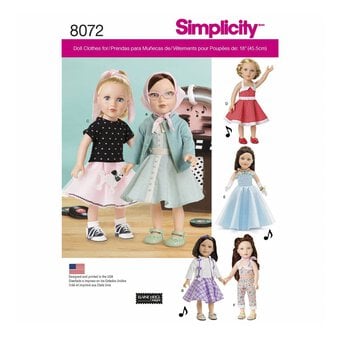 Simplicity Vintage Doll Outfit Sewing Pattern 8072