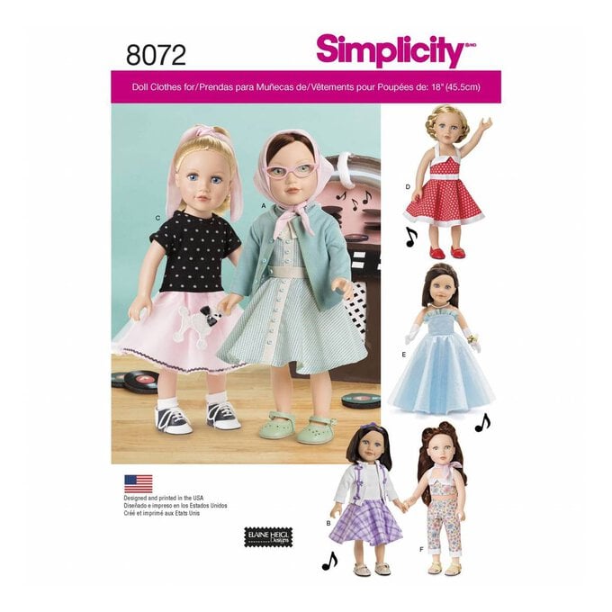 Simplicity Vintage Doll Outfit Sewing Pattern 8072 image number 1
