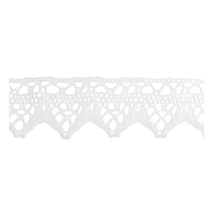 White Iridescent 30mm Cotton Lace Trim by the Metre image number 1