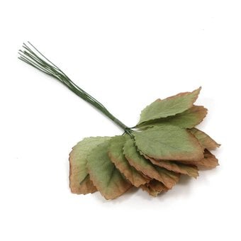 Green Wired Rose Leaves 12 Pack