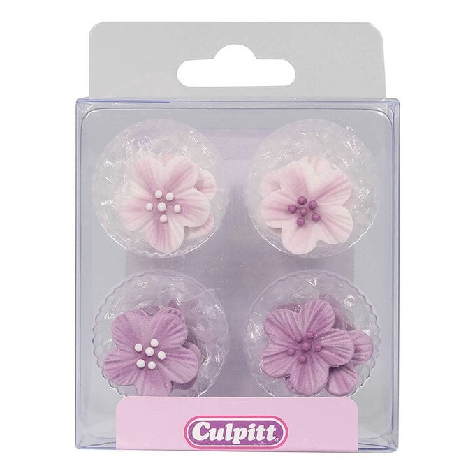 Culpitt Lilac Brushed Flower Sugar Toppers 12 Pack image number 1
