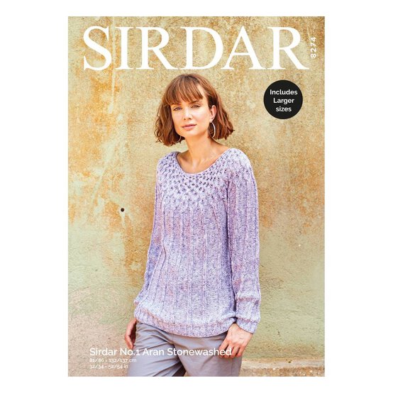 Sirdar No.1 Aran Stonewashed Jumper Digital Pattern 8274 image number 1