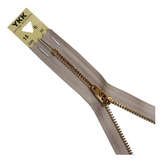 YKK Dark Beige Brass Jeans Zip 15cm image number 1
