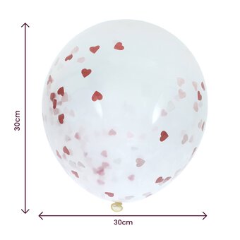 Red and Pink Heart Confetti Balloons 5 Pack