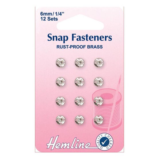 Hemline Snap Fasteners 6mm 12 Pack