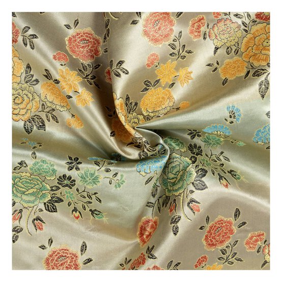 Gold Floral Brocade Fabric  by the Metre image number 1