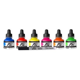 Daler-Rowney FW Neon Acrylic Ink 29.5ml 6 Pack