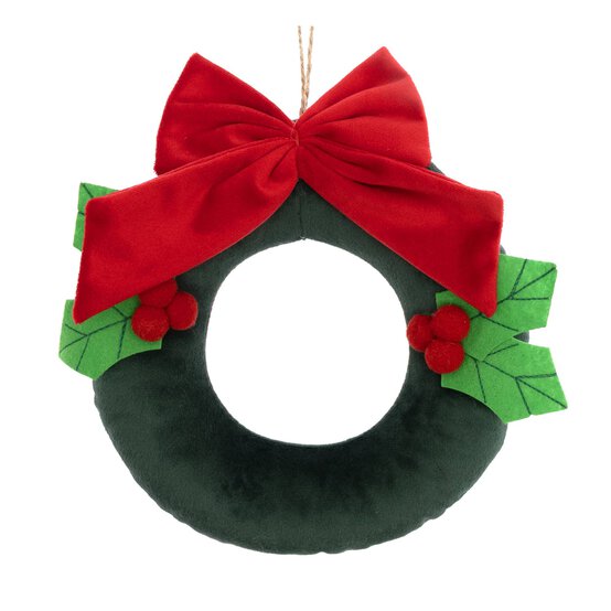 Hanging Velvet Wreath Decoration 20cm  image number 2
