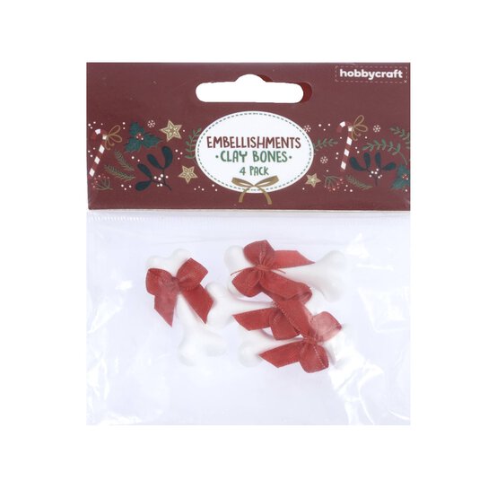 Clay Dog Bone Embellishments 4 Pack  image number 4