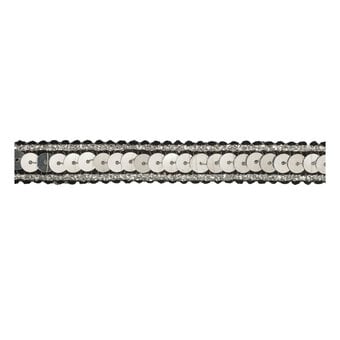 Black and Silver Metallic-Edged Sequin Trim by the Metre