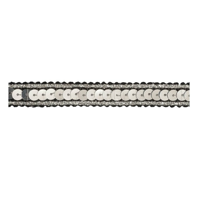 Black and Silver Metallic-Edged Sequin Trim by the Metre image number 1