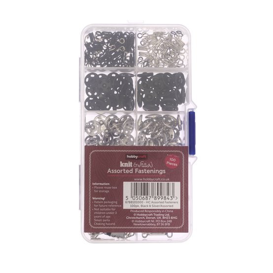 Assorted Black and Silver Fastenings 100 Pack image number 1