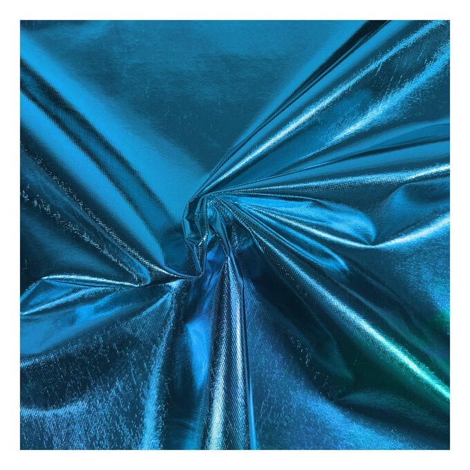 Turquoise Slinky Foil Fabric by the Metre image number 1