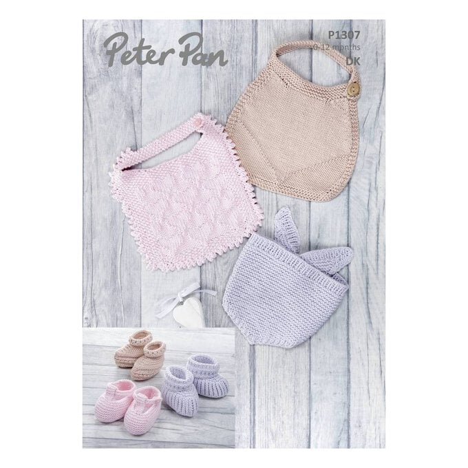 Peter Pan Baby Cotton Bibs and Bootees Digital Pattern P1307 image number 1