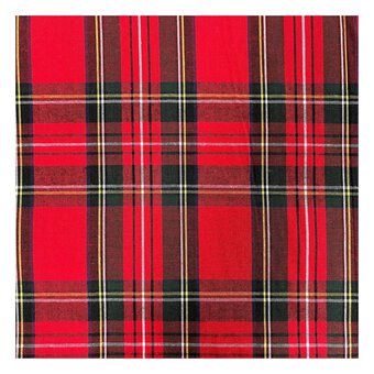 Red and Green Tartan Polycotton Fabric by the Metre