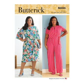 Butterick Women's Dress and Jumpsuit Sewing Pattern B6826 (RR 18W-24W)