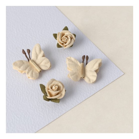 Handmade Cream Roses and Butterflies 20 Pack image number 2