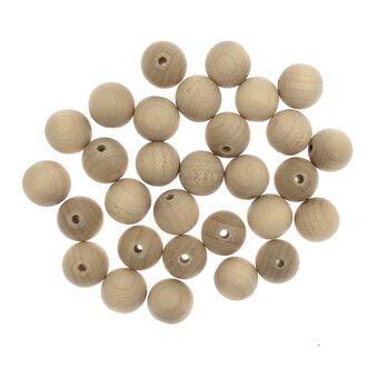 Round Wooden Beads 15mm 30 Pack