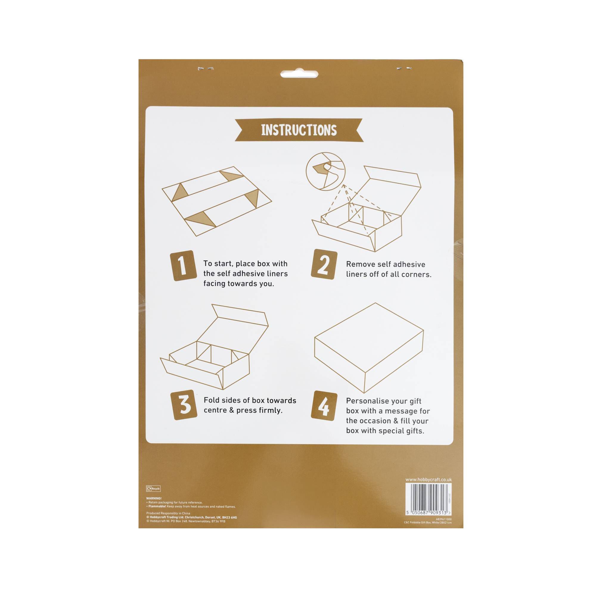 Create & Celebrate White Foldable Gift Box 28cm x 21cm | Hobbycraft