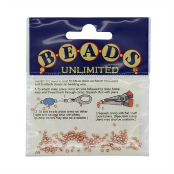 Beads Unlimited Rose Gold Plated Crimps 2mm 150 Pack
