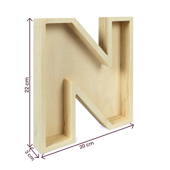 Wooden Fillable Letter N 22cm image number 4