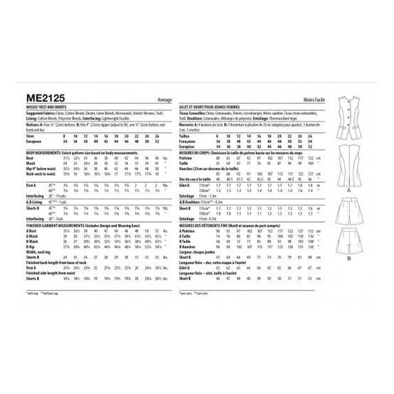 Know Me Women's Vest and Shorts  Sewing Pattern ME2125 (K5 8-16) image number 2