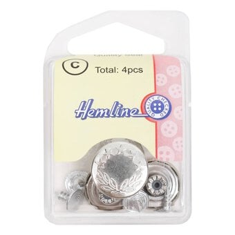 Hemline Silver Basic Jeans Button 3 Pack image number 2