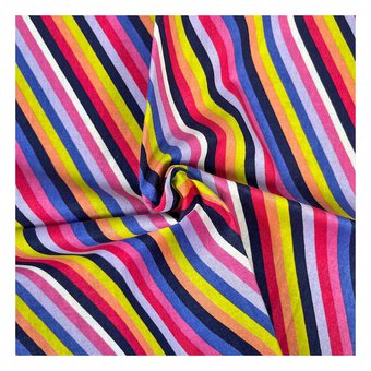 Colourful Bloom Multi Stripe Cotton Fabric by the Metre