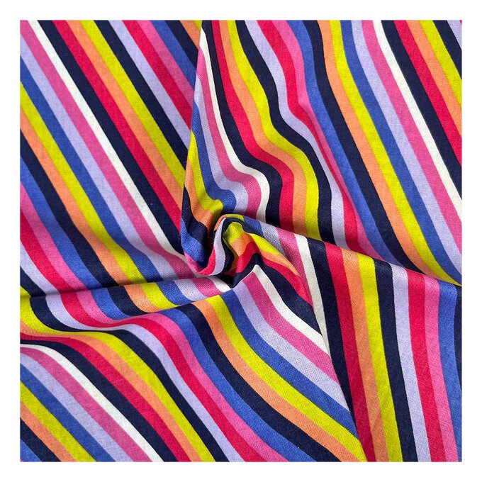 Colourful Bloom Multi Stripe Cotton Fabric by the Metre image number 1