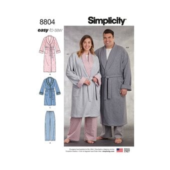 Simplicity Women's and Men's Robe  Sewing Pattern 8804 (BB XL-XXXL)
