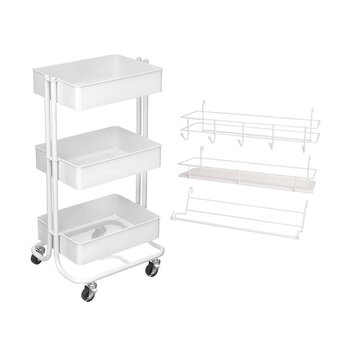 White Storage Trolley and Accessories Bundle