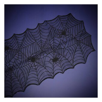 Black Spider&rsquo;s Web Table Runner 1.6m x 45cm