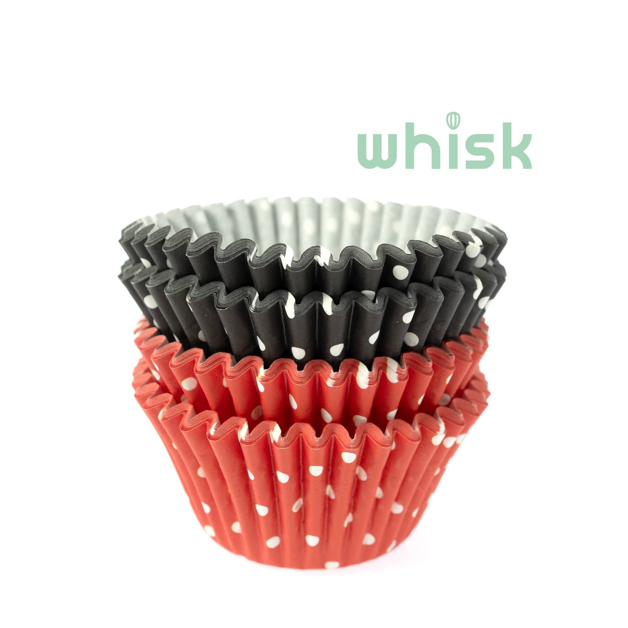 Whisk Black and Red Polka Dot Cupcake Cases 100 Pack Hobbycraft