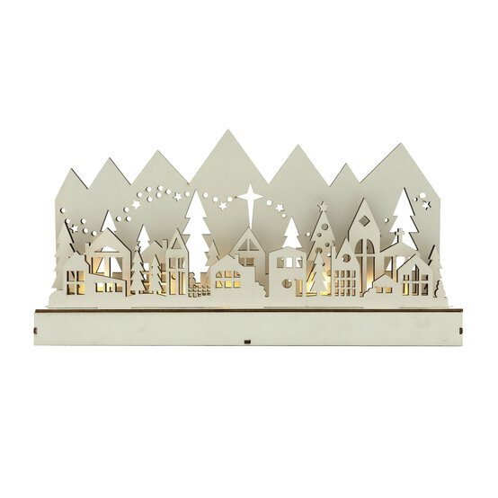 Light-Up Wooden Christmas Village Scene image number 3