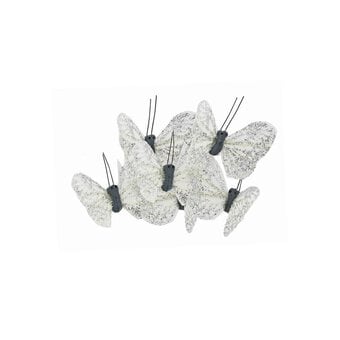 Adhesive Silver Glitter Butterflies 6 Pack