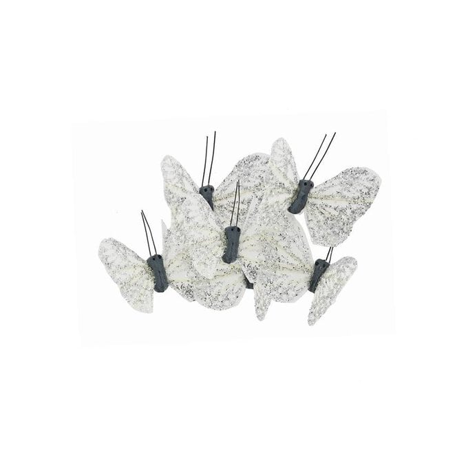 Adhesive Silver Glitter Butterflies 6 Pack image number 1