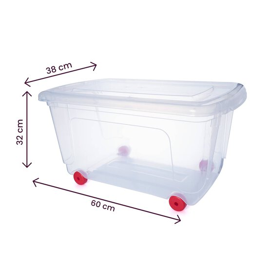 Whitefurze Clear Storage Box on Wheels 45 Litres image number 5