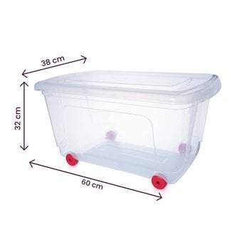 Whitefurze Clear Storage Box on Wheels 45 Litres image number 5