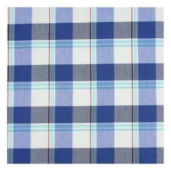 Blue Check Polycotton Fabric by the Metre