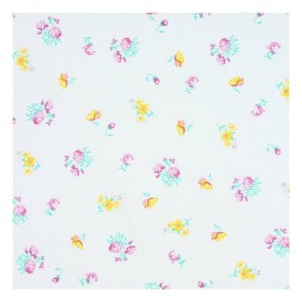 Pink and Yellow Floral Polycotton Fabric by the Metre image number 2
