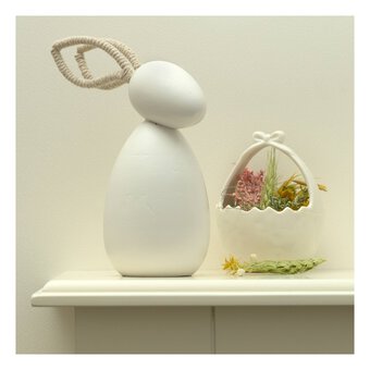 White Wooden Standing Bunny with Metal Ears 19.5cm