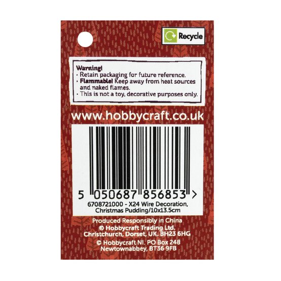 Christmas Pudding Wire Decoration 14cm image number 5