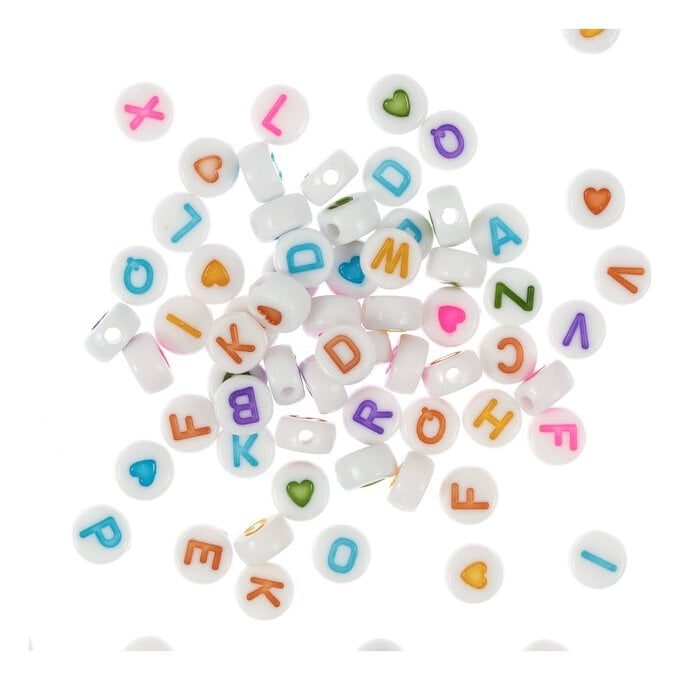 Multicolour Letter White Alphabet Beads 40g image number 1