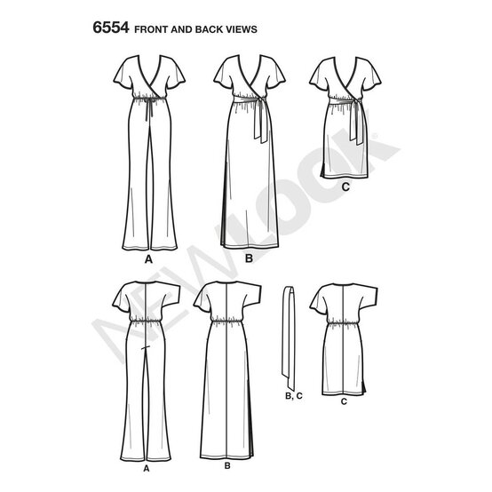 New Look Women's Jumpsuit and Dress Sewing Pattern 6554 image number 2