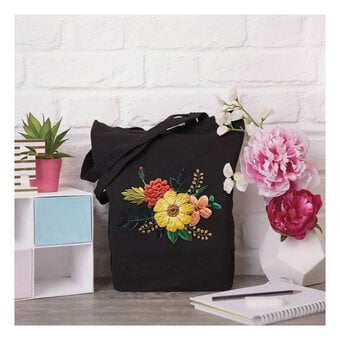 Black Embroidery Tote Bag Kit