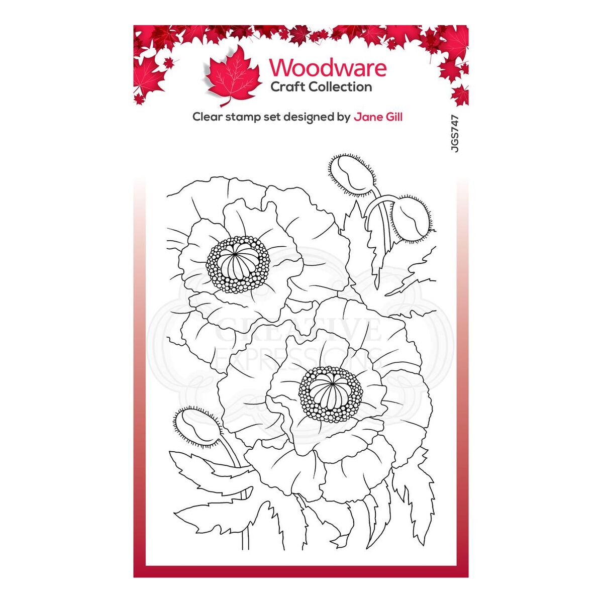 Woodware Poppies Clear Stamp 10cm x 15cm Hobbycraft