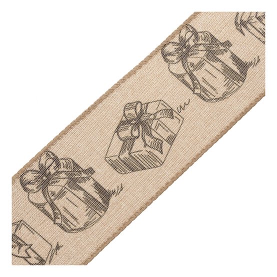 Vintage Present Wire Edge Printed Ribbon 63mm x 3m image number 3