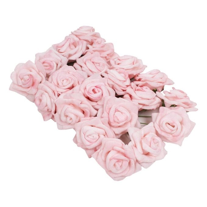 Pink Wired Rose Heads 20 Pack image number 1