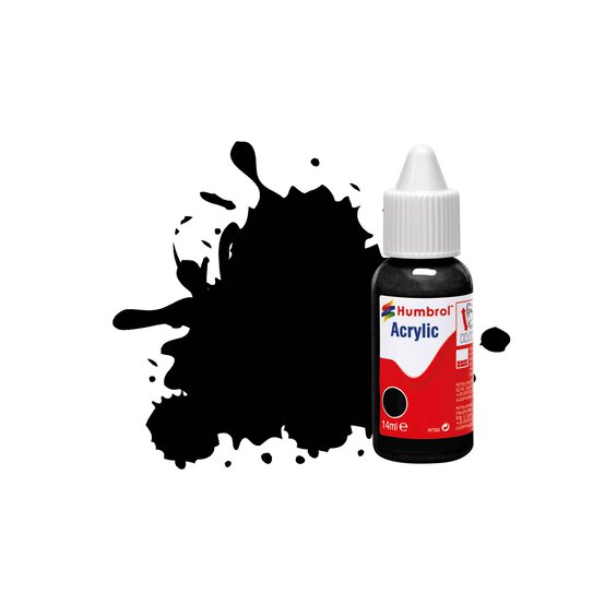 Humbrol 21 Black Gloss Acrylic Paint Dropper 14ml  image number 1