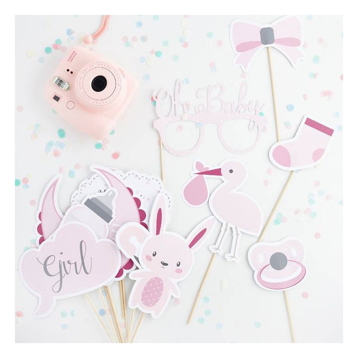 Pink Baby Shower Photo Booth Props 13 Pack Hobbycraft